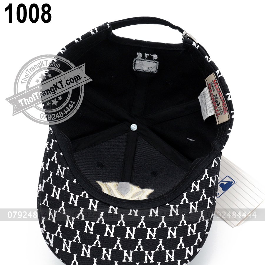 Nón kết MLB Monogram NY nâu đen