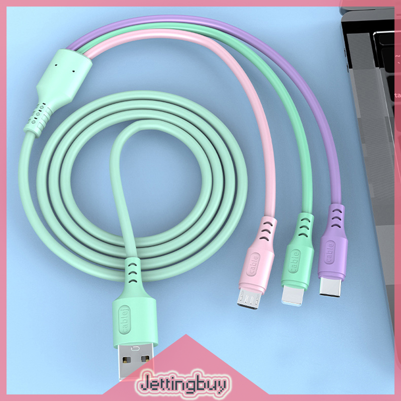 【Jettingbuy】 Flash Sale Fast Charging Apple/ Android /TYPE-C Cable 3 In 1 Charger USB Cable Data Line