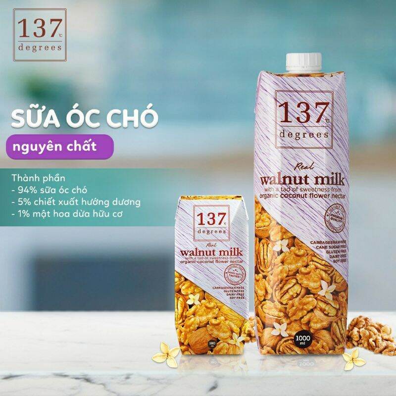 Sữa hạt óc chó nguyên chất 137 Degrees Walnut Milk 1L