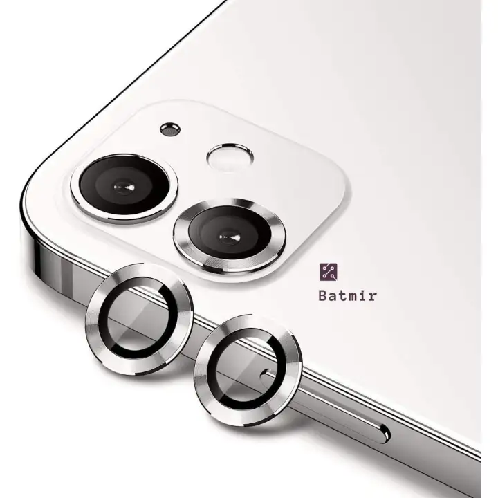 For Apple iPhone 12 Mini White Camera Protector WSKEN Metal Ring Tempered Glass Camera Lens Protector