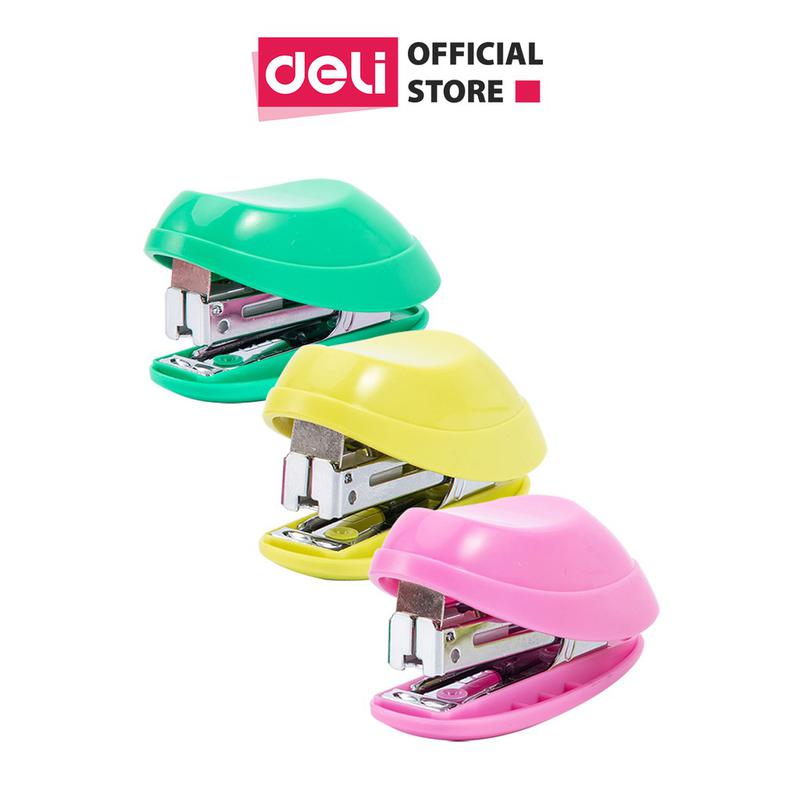Dập ghim deli - xanh lá/vàng/hồng - 12 tờ - 1 chiếc - e0220