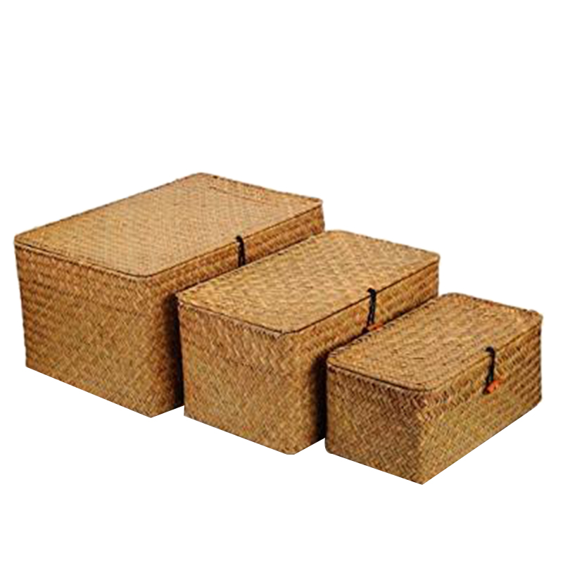 wicker storage box with lid