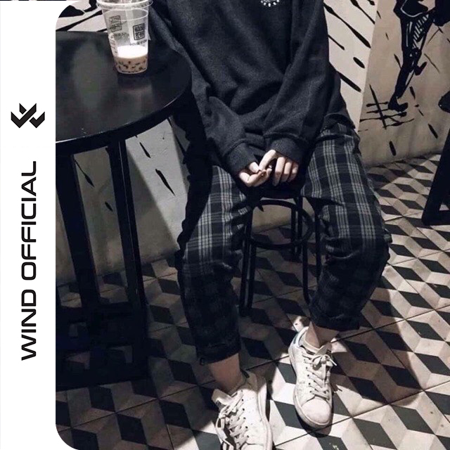 Quần baggy caro WIND nam nữ ống suông kẻ sọc caro, thời trang nam nữ ulzzang