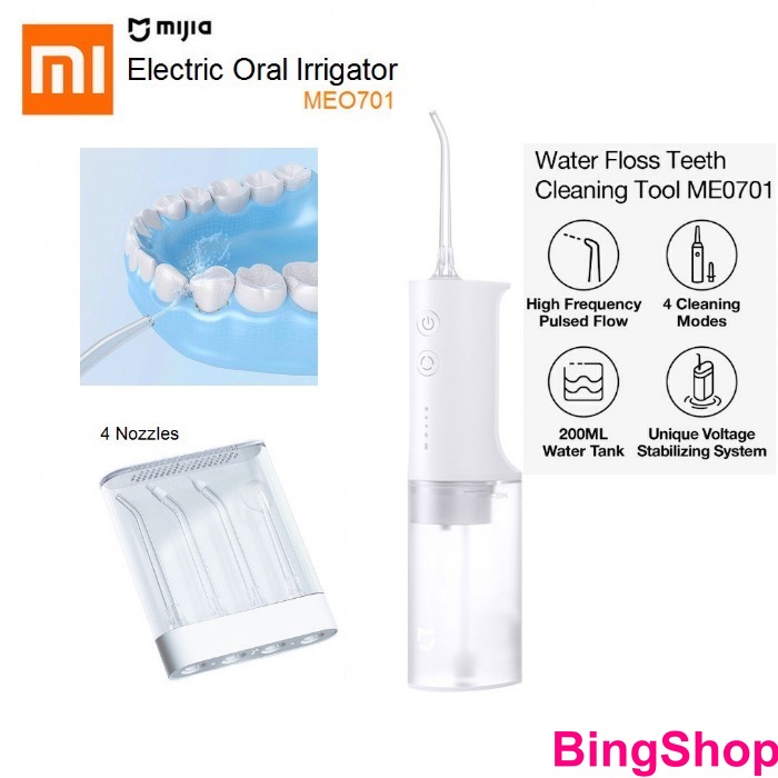 Hot Deals - Tăm Nước Xiaomi Mijia MEO701 - Vệ Sinh Răng Miệng - Kèm 4 Đầu Vòi Tiện Lợi - Chính Hãng - Bảo Hành 1 Năm