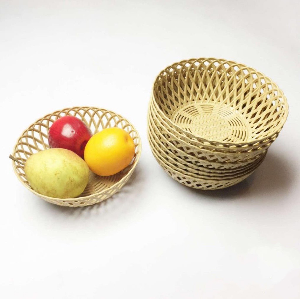 Basketball plastic imitation rattan đựng vegetable, fruit, baskets Đồ cosmetic, office size: 15x6cm