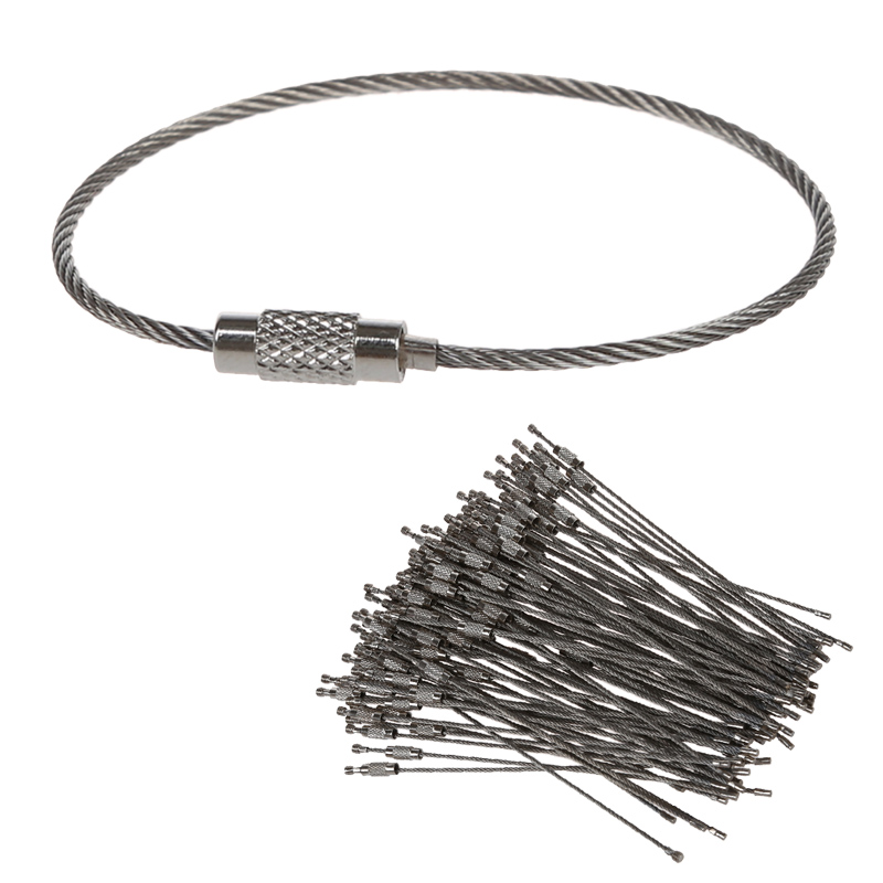 Stainless Steel Screw Locking Wire Keychain Cable Key Rings