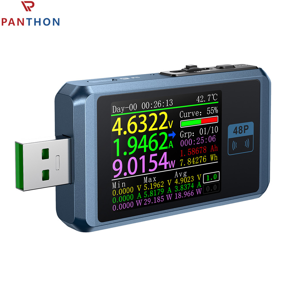 【💕Ready Stock🎉】PANTHON FNIRSI-FNB48P USB Mobile DC Charger Tester USB Voltage Meter and Current Tester LCD Display Power Tester Multimeter Ammeter Voltmeter