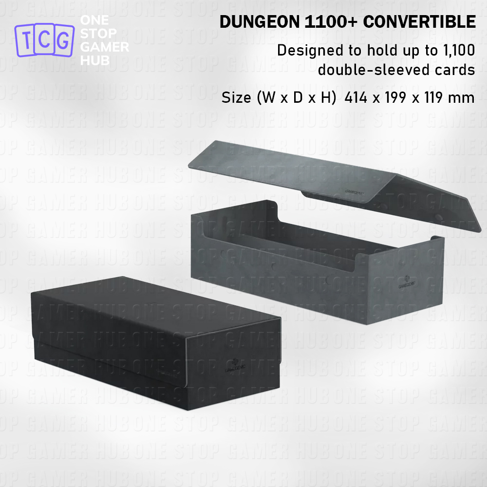 Boîte De Rangement Gamegenic Dungeon – 1100 Cartes – Gris Minuit – Pour Cartes Protégées, Tapis, Accessoires – Couvercle Amovible