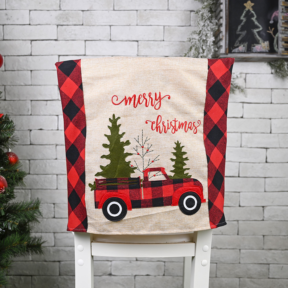 ZUOGUAN Christmas decorations creative home decoration chair cover, stool cover, checkered car Christmas chair cover