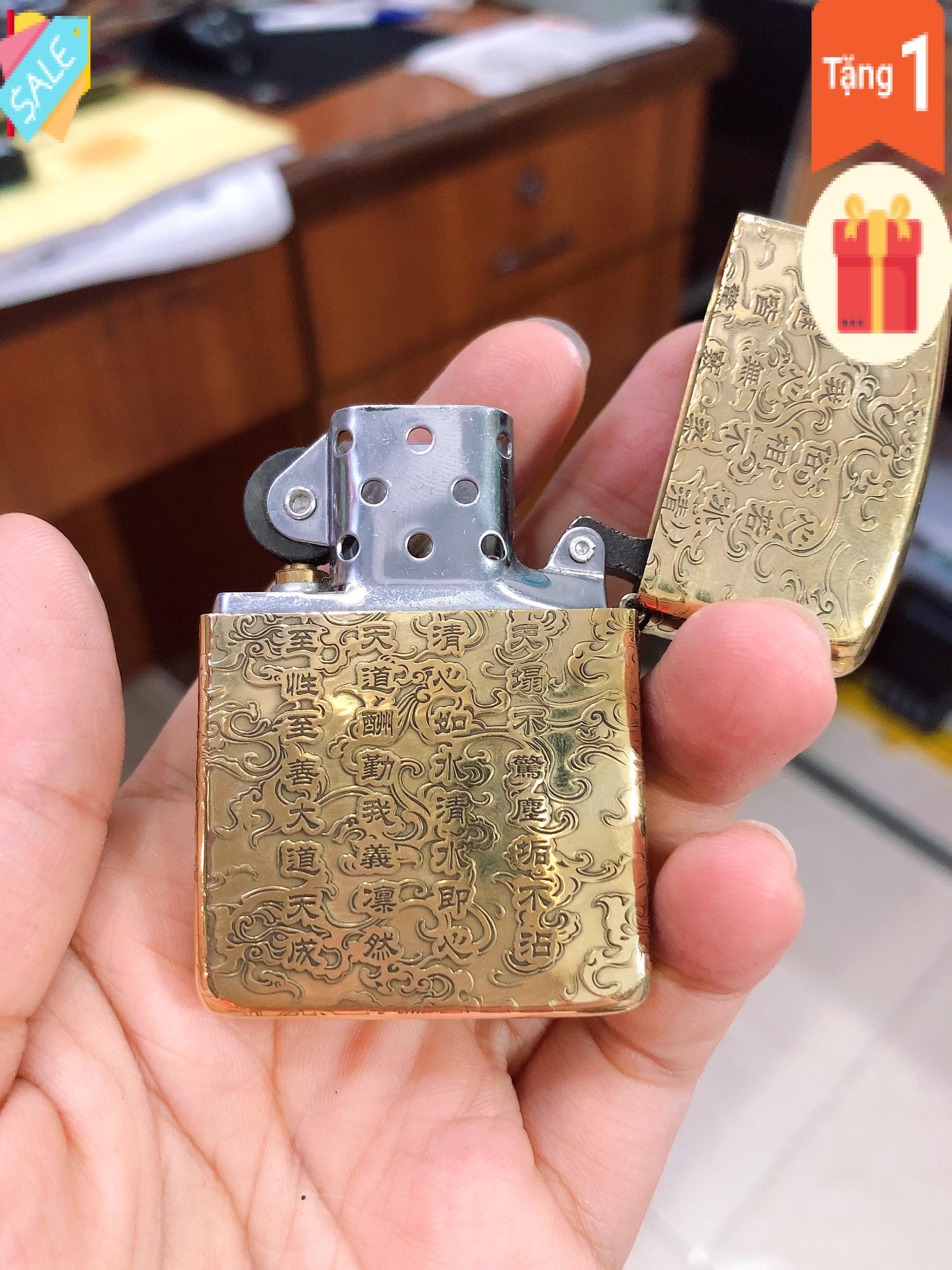 Bật Lửa Zippo Armor Vỏ Dầy, Khắc Chìm 5 Mặt Hình Bát Quái, Có tem đỏ