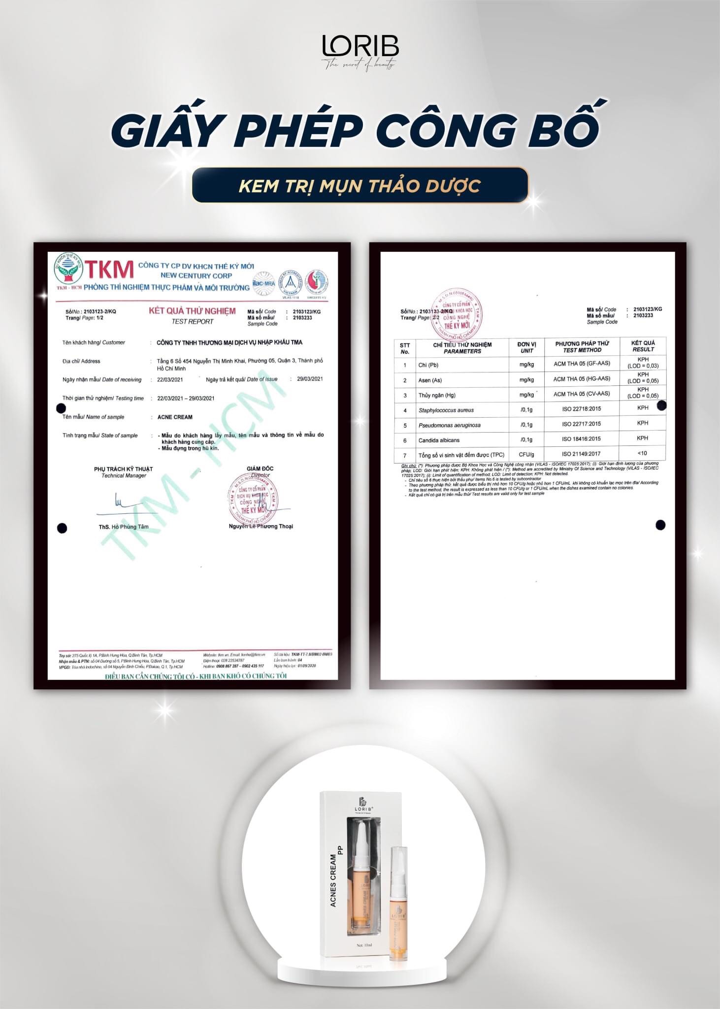 Kem mụn thảo dược Lori B 10ml