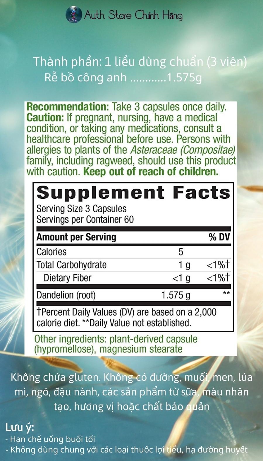 Rễ bồ công anh Dandelion Root Nature’s Way