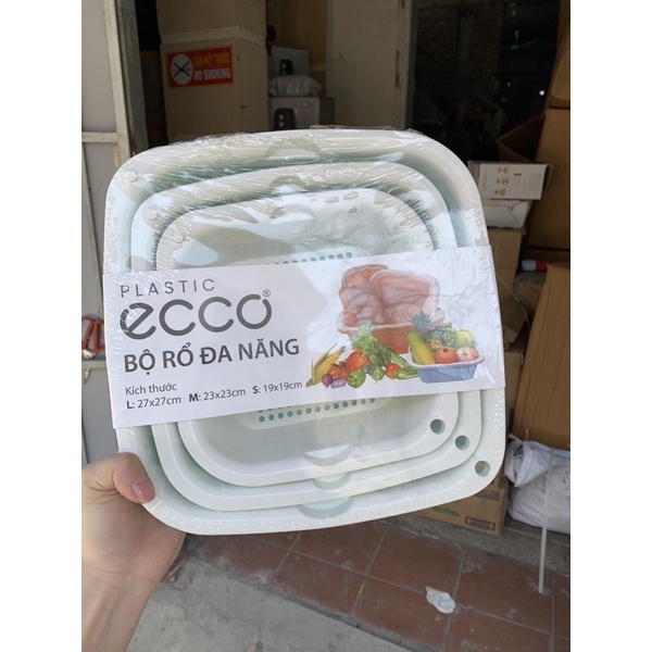 Bộ Rổ Chậu Nhựa Đa Năng Ecco 3 Rổ & 3 Chậu (6 Cái)