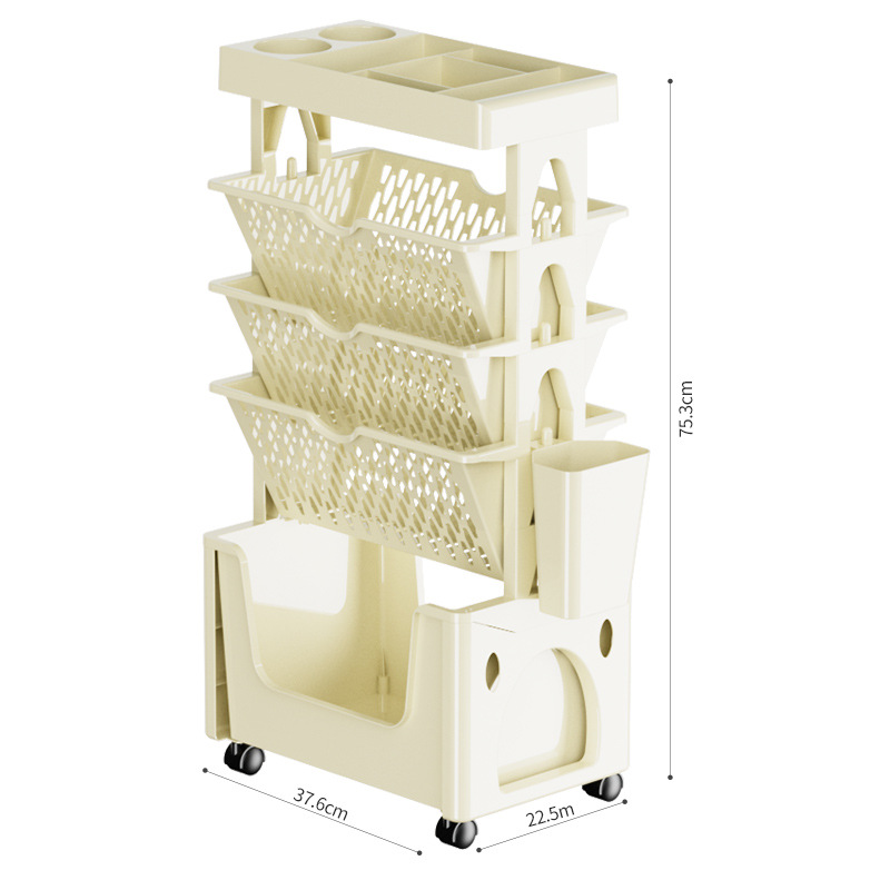 Movable classroom deskside bookshelves, enlarged and widened deskside shelves, student oblique book storage shelves
