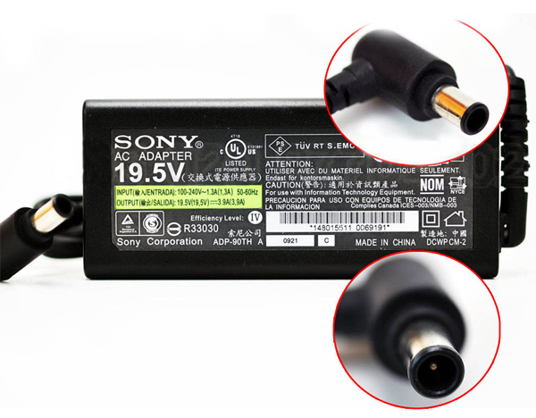 Sạc Adapter SONY vaio 19.5V – 3.9A/4.7A dùng cho laptop vaio, tivi sony tặng kèm dây nguồn