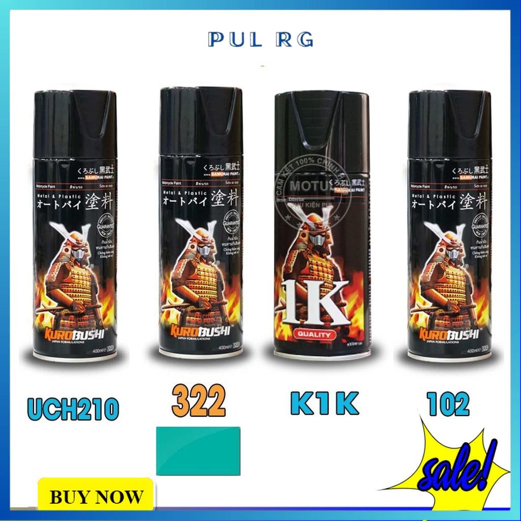 Combo 4 chai sơn samurai màu xanh tosca gồm 26 322 - uch210 - 102 - k1k - p800