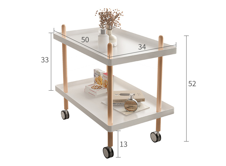 Danish small cart mobile sofa side bedside coffee table small table, bedside table simple mini solid wood side corner table