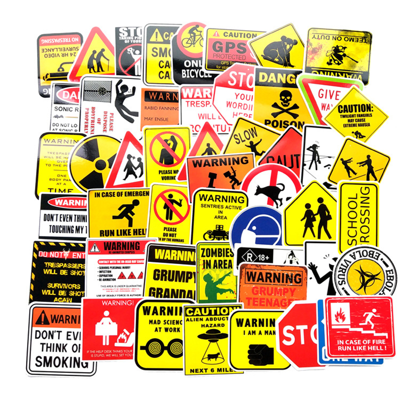 【Hottest Trends】50pcs/Pack Warning Sign Stickers Wallpaper Decal ...
