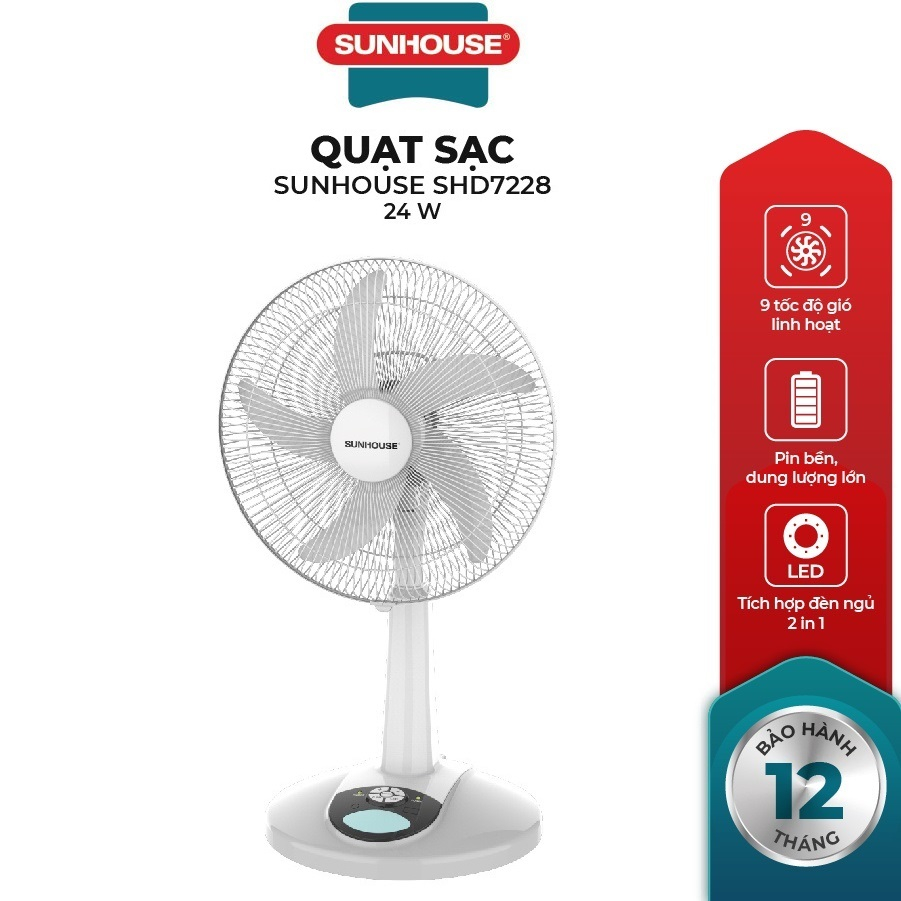 Quạt sạc sunhouse shd7228