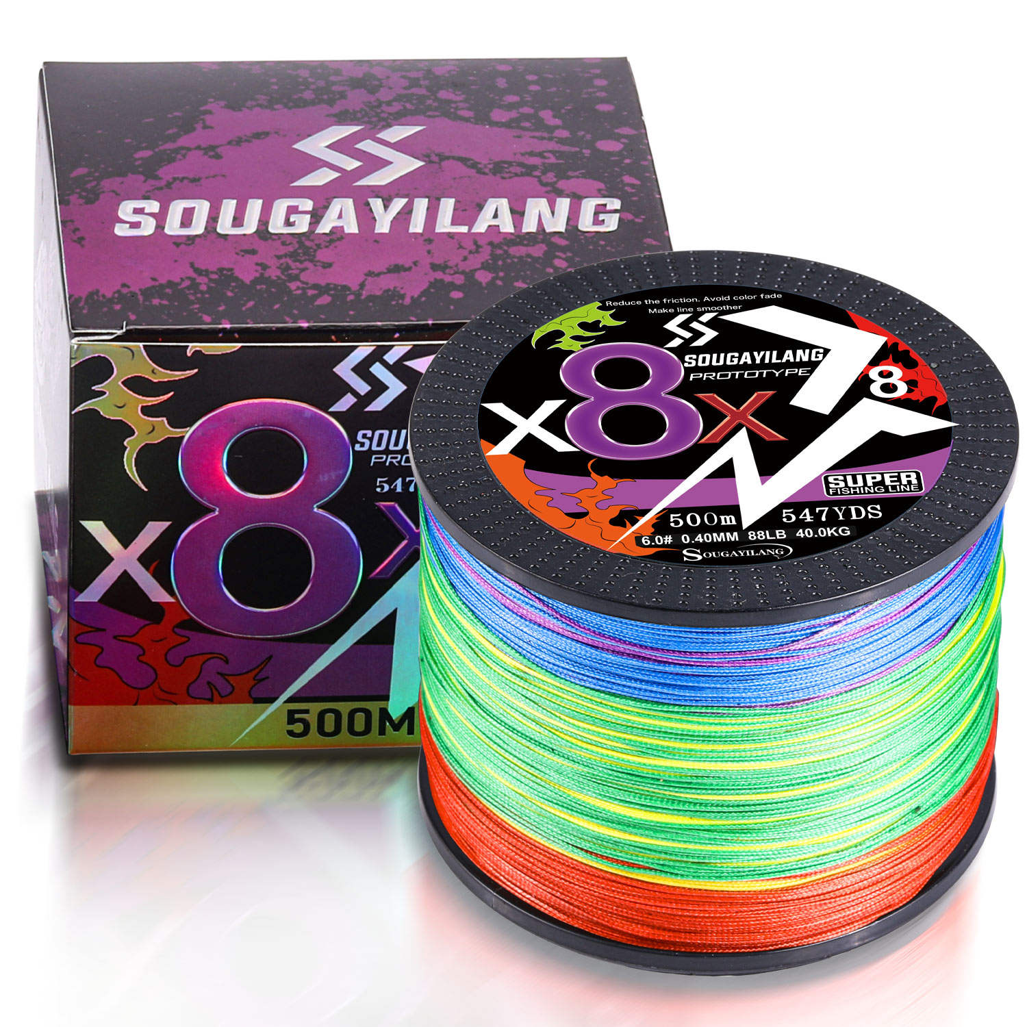 Sougayilang Multicolor 100m-500m PE Braided X4/X8 Strand