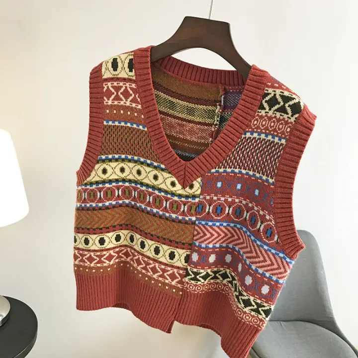 red knitted vest