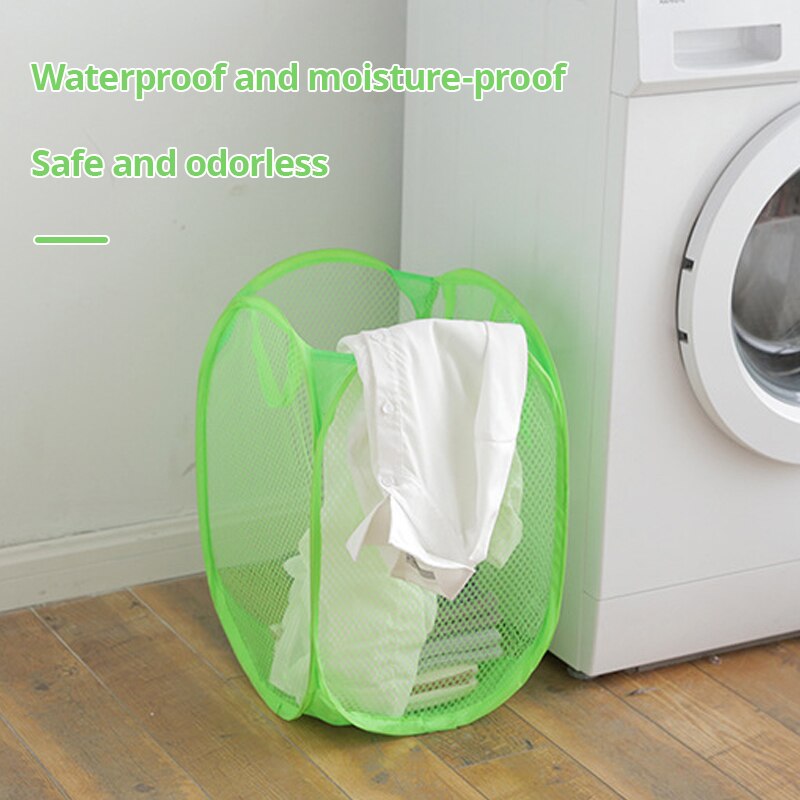 1pc%20Green%20Organizer%20Bag%20Storage%20Toy%20Mesh%20Pop%20Up%20Square%20Laundry%20Basket%20Collapsible%20Clothes%20Baskets%20For%20Dorm%20-%20Image%203