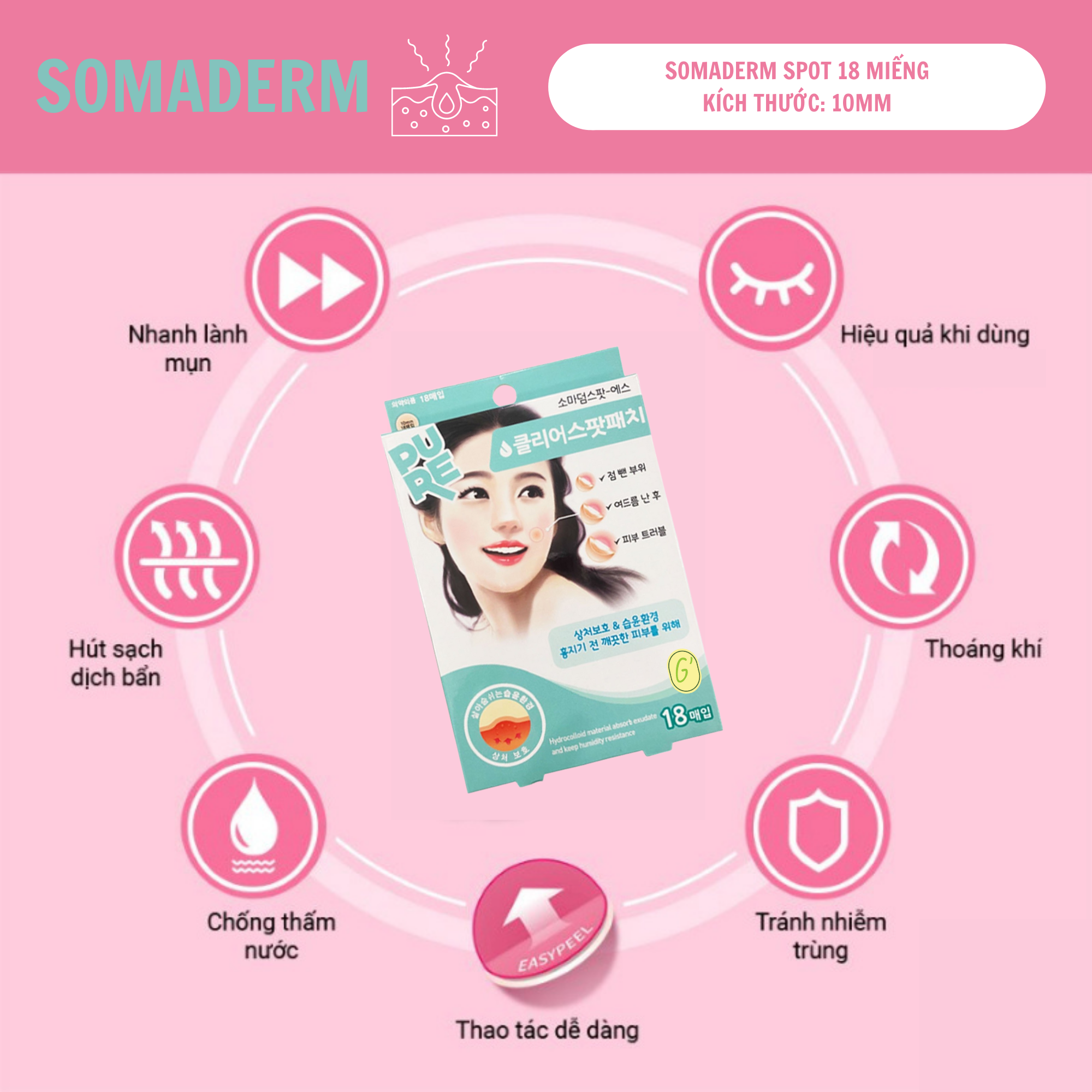 [CHÍNH HÃNG] Miếng Dán Mụn Somaderm Spot 18 miếng