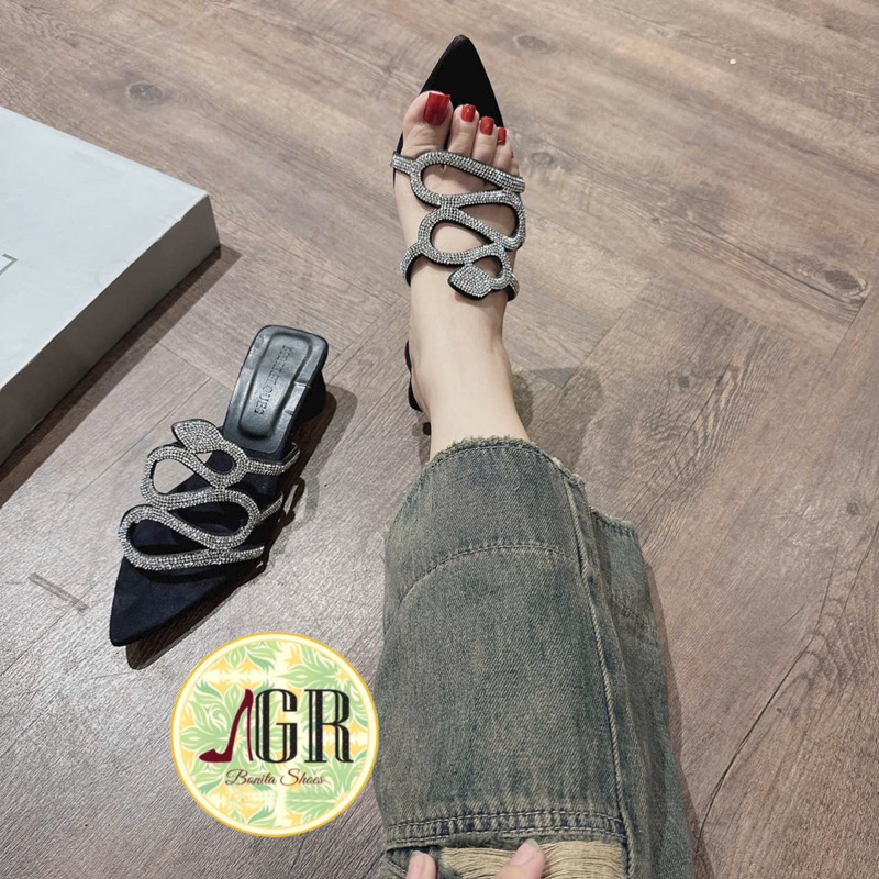 [VOUCHER 8%]Guốc cao gót đá rắn cao cấp siêu đẹp gót tròn 5 phân