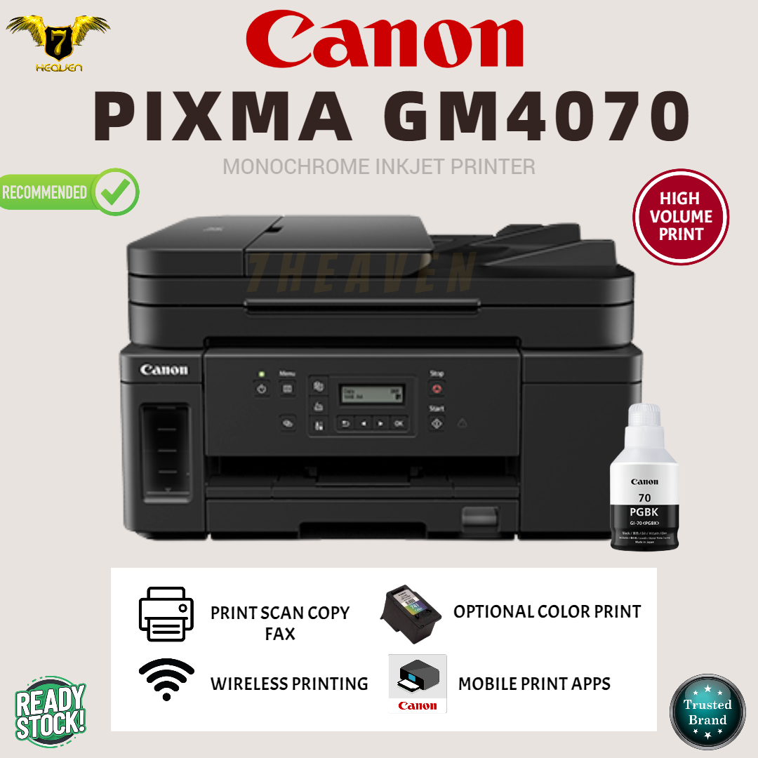 Canon PIXMA GM4070 Monochrome AllInOne and Wireless Ink Tank Printer