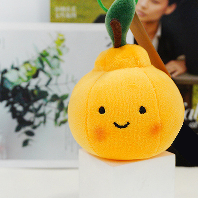 Women New Cute Simulation 10cm Fruits Plush Pendants Key China Peach Orange DENGYOUZHOU. 