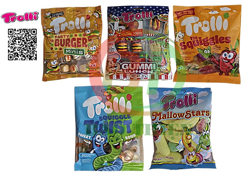 Kẹo dẻo Trolli (nhiều vị) gói 77g tới 230g