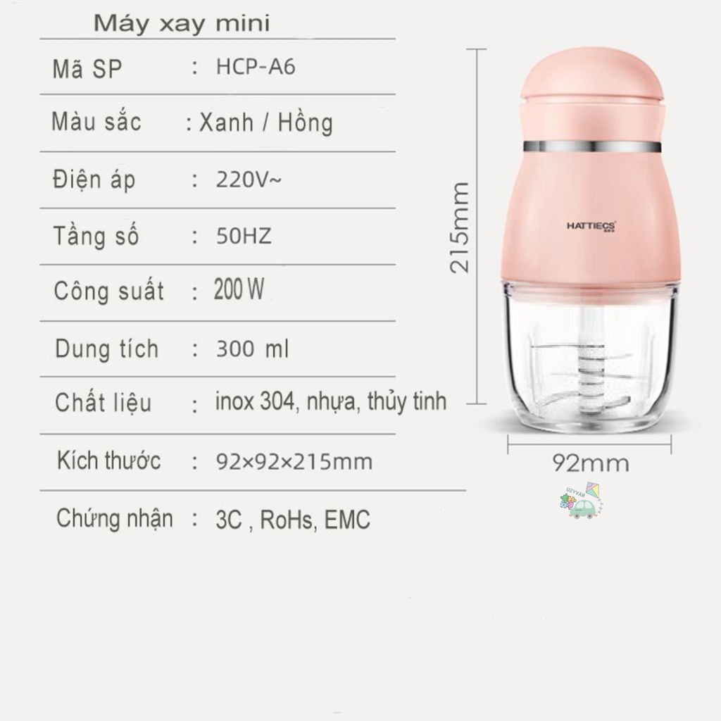 Máy xay đa năng Hattiecs 6 lưỡi 300ml