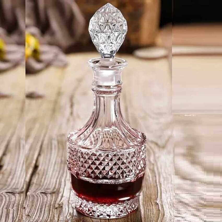 Vỏ Chai Rượu Thủy Tinh 750ML (combo 2 cái) trụ tròn họa tiết nổi – Chai Đựng Rượu Thủy Tinh - Bình Đựng Rượu (B2)