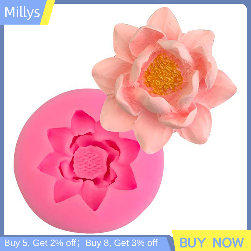 Millys 1Pc Small Lotus Shape Silicone Mold DIY Pastry Cupcake Chocolate Soap Bakeware Mould Fondant Cake Sugar Art Decoration Tools