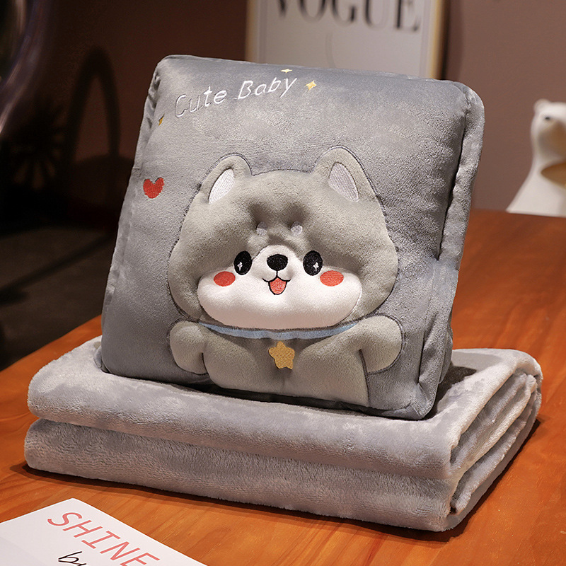 Cartoon multifunctional three-in-one pillow blanket three-in-one pillow cushion quilt folding pillow quilt soft plush