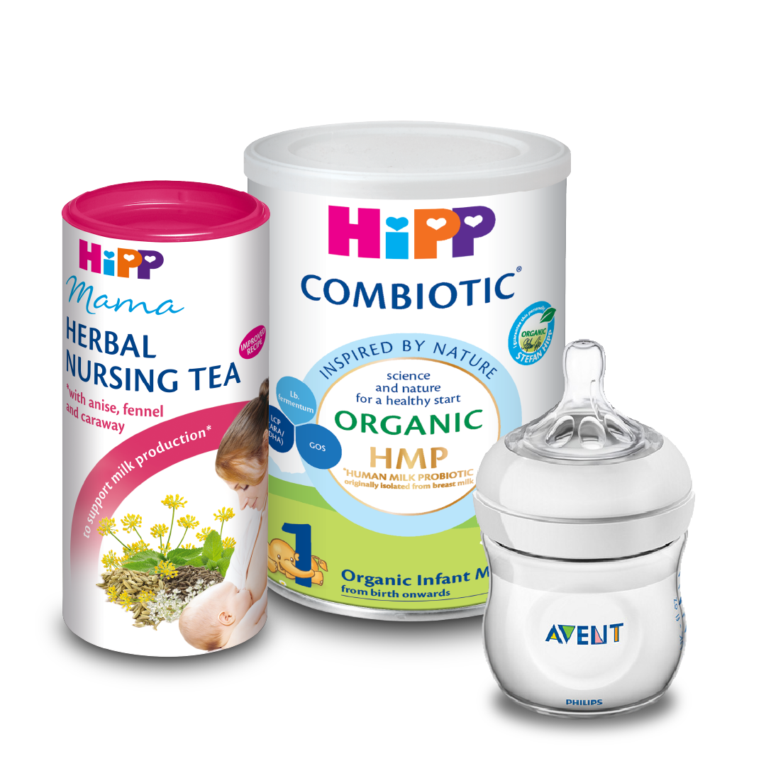 Combo đi sinh siêu tiết kiệm Sữa HiPP Organic Combiotic - Trà lợi sữa HiPP