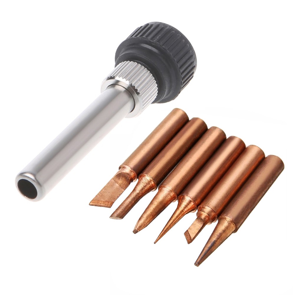 Hozzby 6pcs/set 936 soldering iron tip pure copper 900m soldering iron tip & soldering station accessories kit