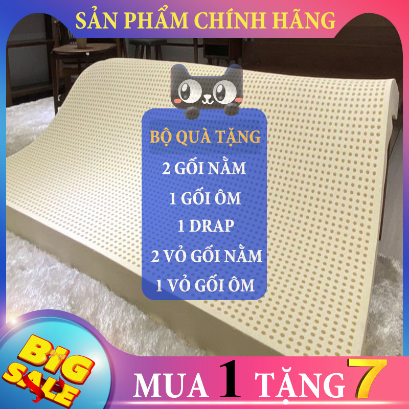 Quà 7 món - nệm 1m6 x 2m x 10cm cao su non american cao cấp - 100% cao su non nguyên khối