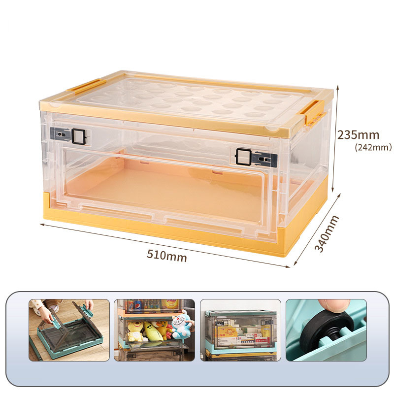 Foldable storage box, plastic car, student books, toys, clothing, dustproof, transparent home sorting storage box,Save space