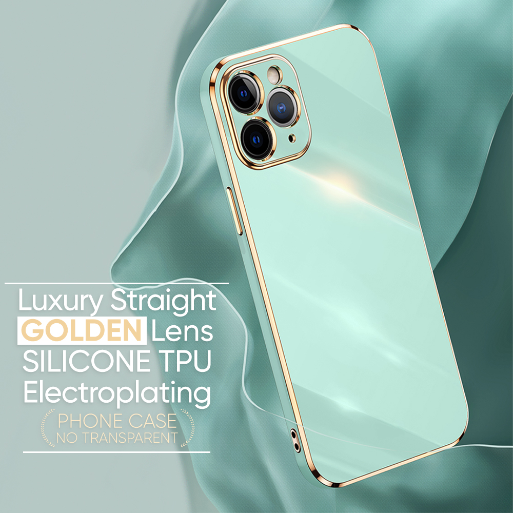 Jizetin (Free Lanyard) for OPPO A3 Pro 5G Back Cover Pure Color Luxury 6D Plating Case Side Pattern Soft Silicone Square Mobile Phone Cases.