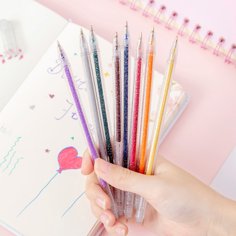 %E3%80%90The%20Quiet%20Page%E3%80%918pcs/set%20Colors%20Kawaii%20Glitter%20Gel%20Pen%20Cute%20Colored%20Drawing%20Pen%20Highlighter%20Marker%20For%20Girl%20Kids%20Diy%20School%20Art%20Stationery%20-%20Image%206