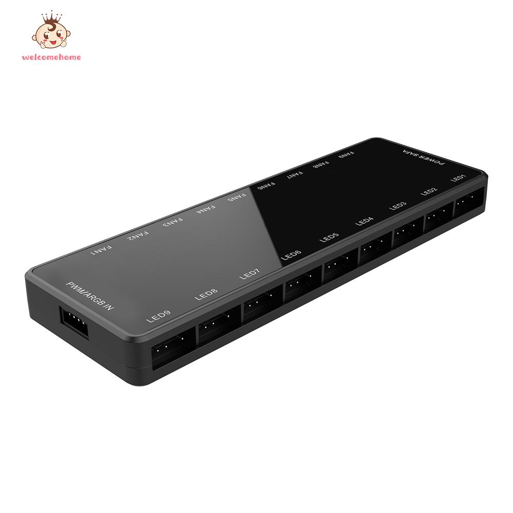 1 To 9 Multi Splitter Remote Control 5V 3 Pin Argb Cooling Fan Aura Sync Hub Safety Parts 4 Pin Pwm Magnetic Suction Hub Computer Supplies for pc Case