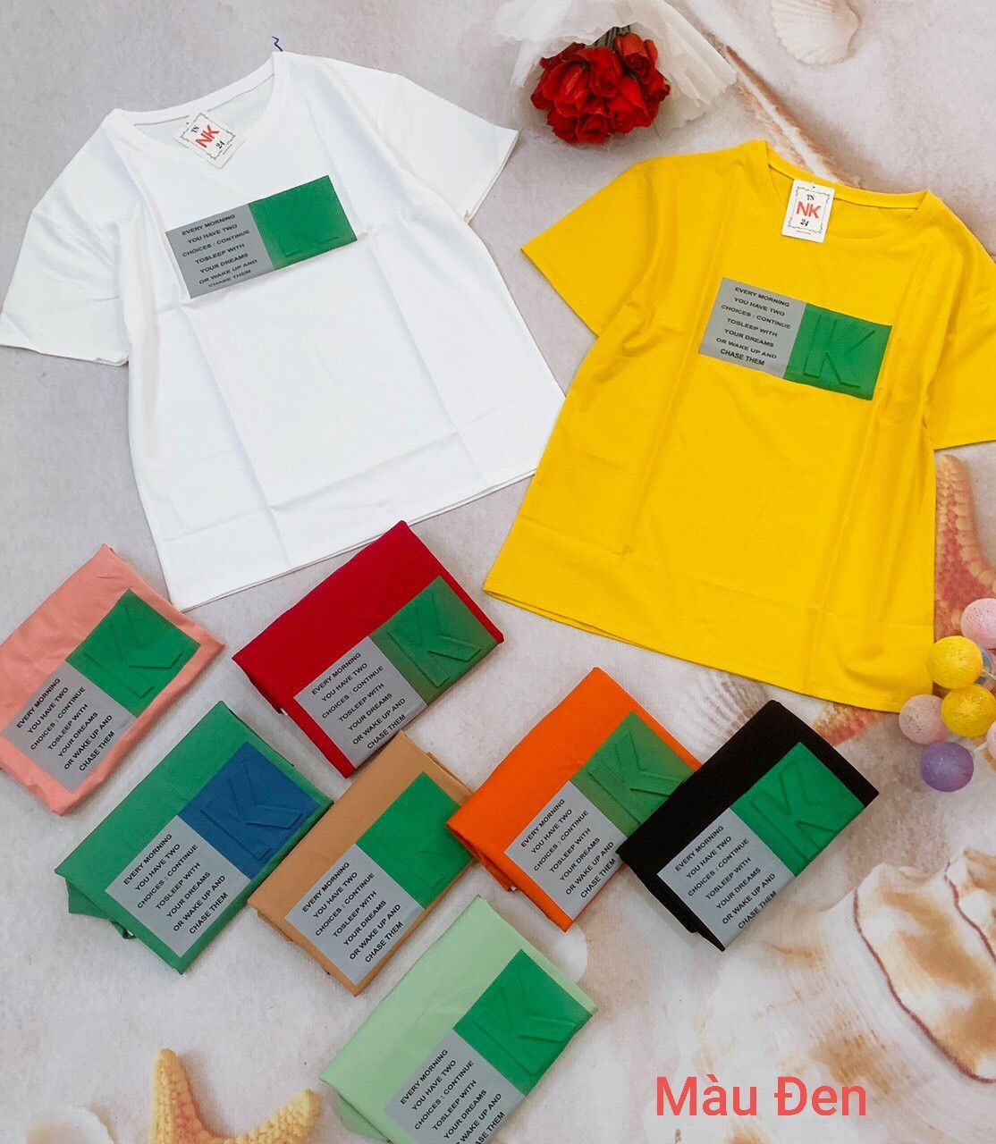 Áo thun thái cotton lạnh mẫu nk001 siêu thương - áo thun unisex fom rộng nữ