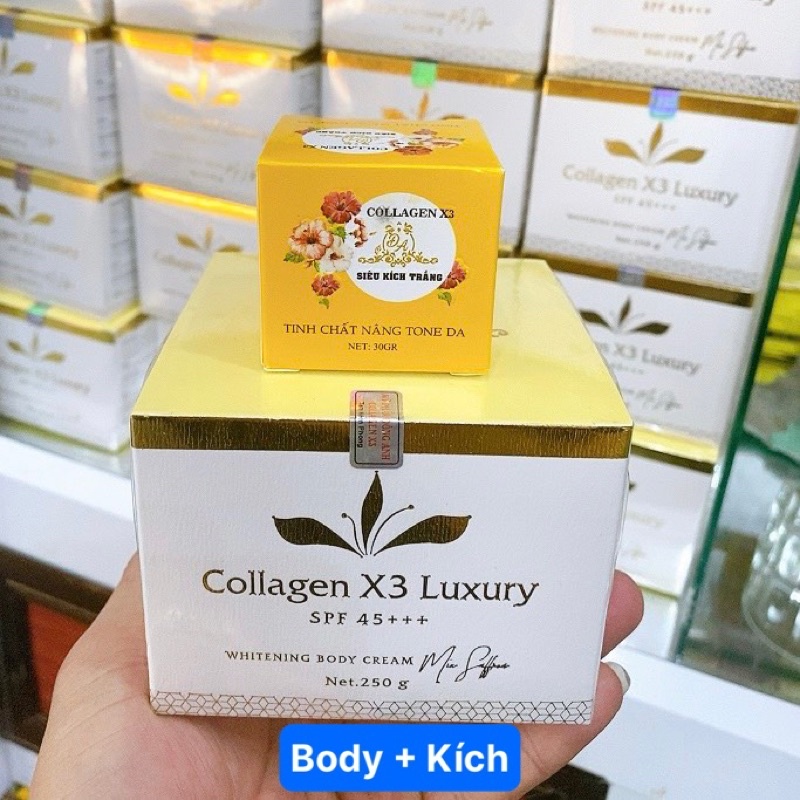 Combo Kem body Colagen X3 luxury và kích trắng x3
