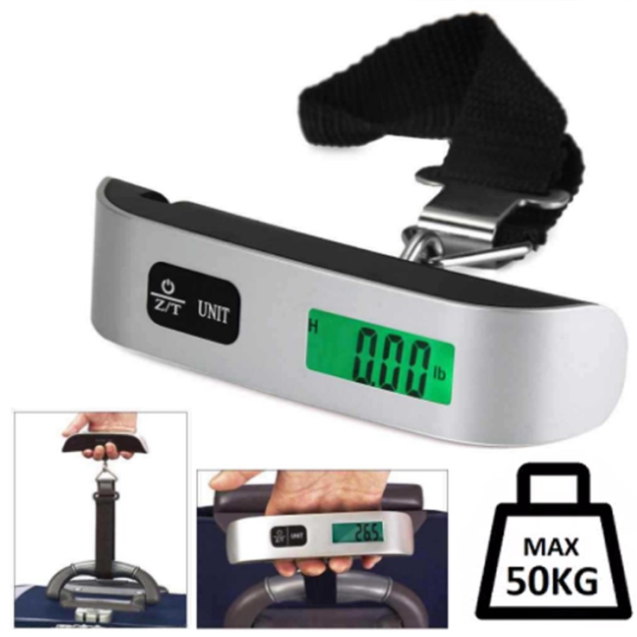 Digital Electronic 7051 LCD Luggage Scale Pocket Weighing Scales Travel Hook Hanging Thermometer 50kg. 