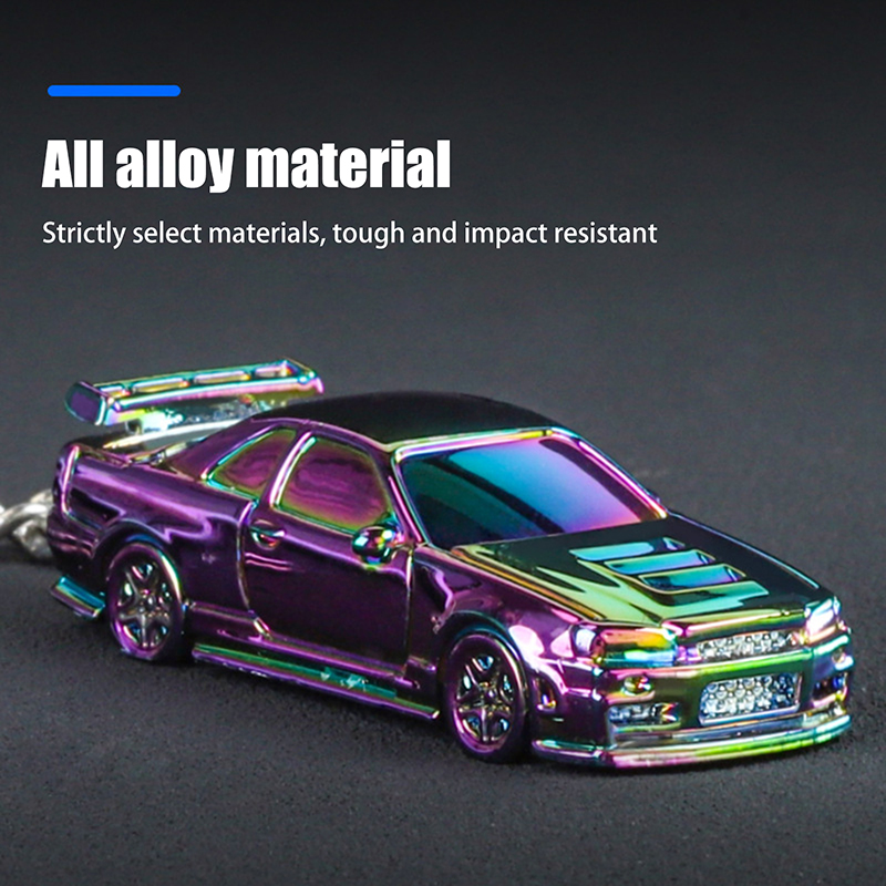 1:64 Scale GTR-R34 RS7 Car Model Toys Car Chain Metal Diecast Keyring ...