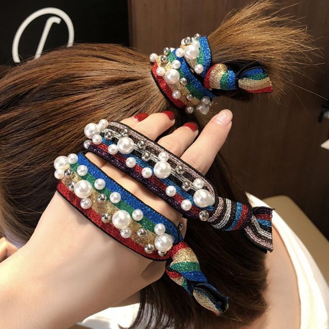 Dây cột tóc đính ngọc trai giả hàn quốc