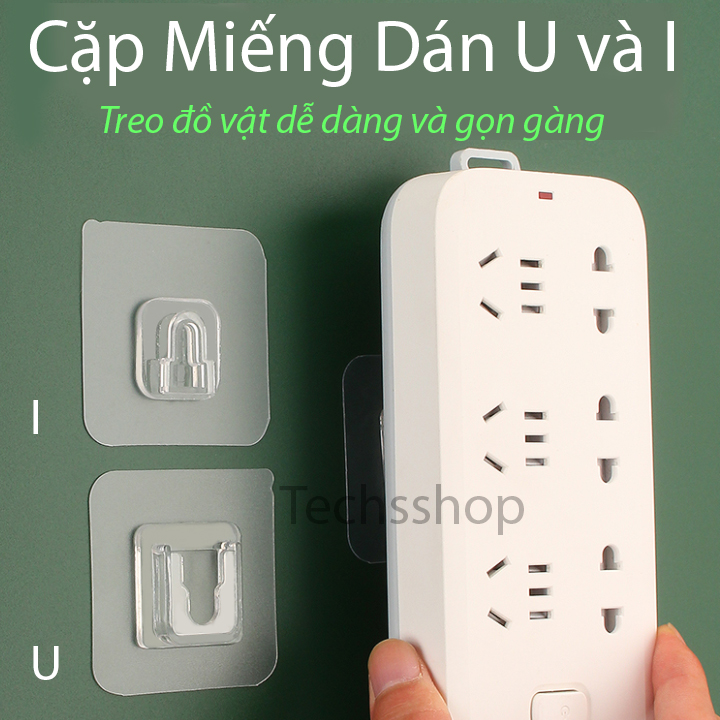 Bộ 2 miếng keo dán kệ nhà tắm chữ U treo tường đa năng - Miếng dán treo tranh, treo đồ siêu dính