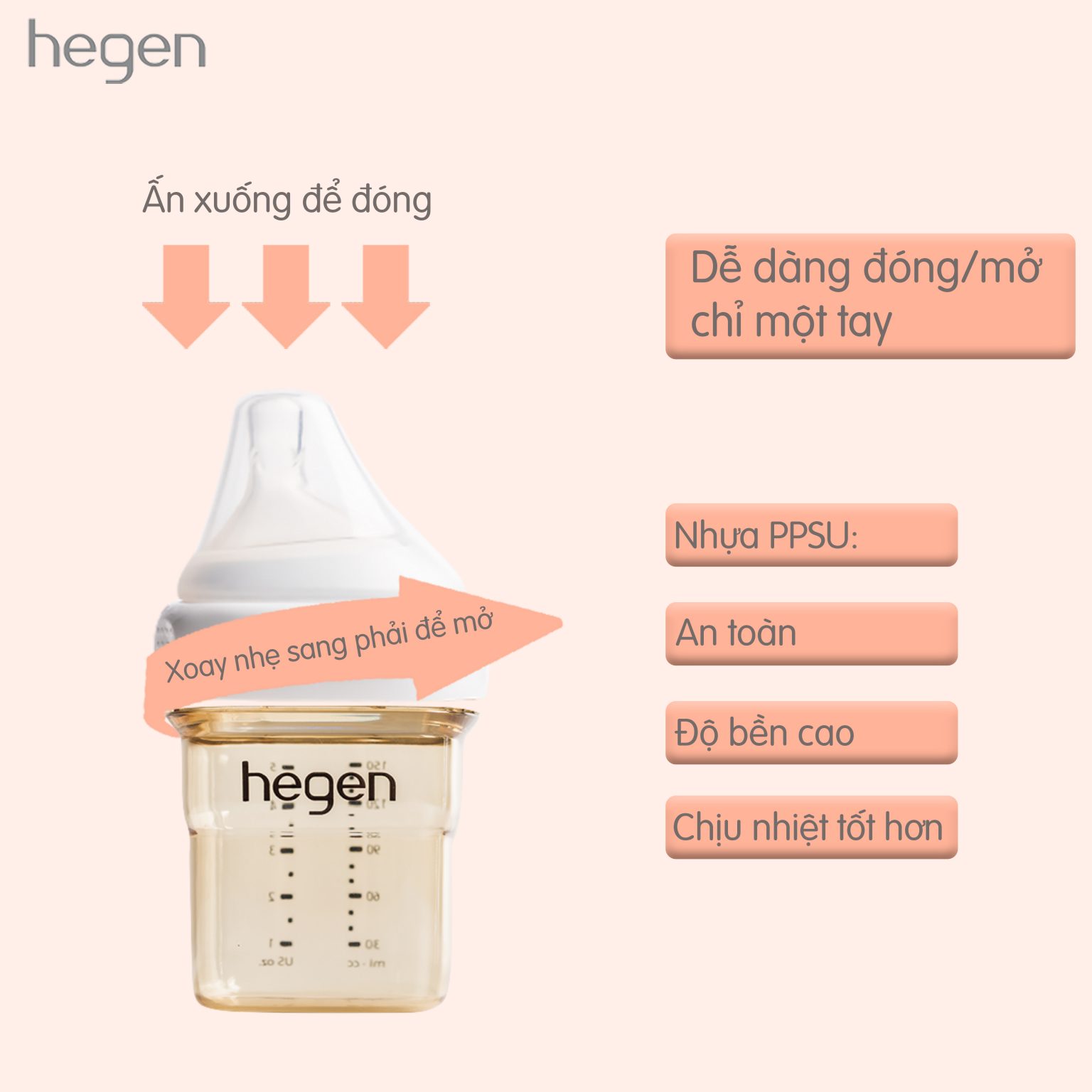 Bình sữa cao cấp HEGEN 60ml 150ml 240ml 330ml (Fullbox)