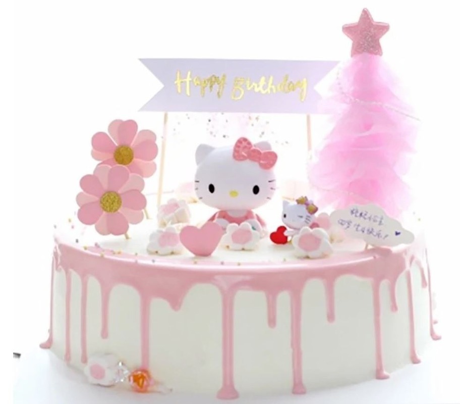 Que Cắm Trang Trí Bánh Kem Hình Hello Kitty